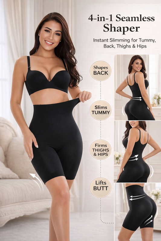 4-in-1 Seamless Shaper – Instant Slimming for Tummy, Back, Thighs & Hips